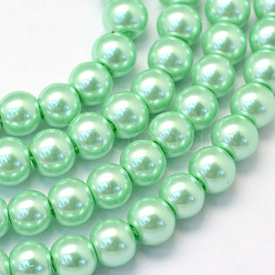 Baking Painted Pearlized Glass Pearl Round Bead Strands X-HY-Q330-8mm-63-1