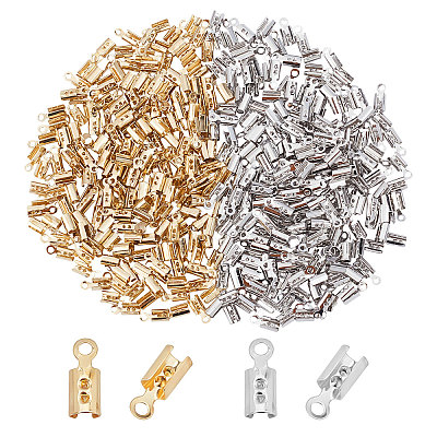 CREATCABIN 400Pcs 2 Style Brass Folding Crimp Cord Ends KK-CN0001-07-1