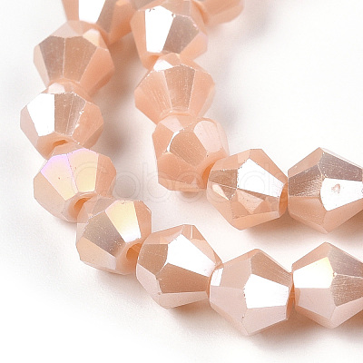 Opaque Solid Color Electroplate Glass Beads Strands EGLA-A039-P6mm-B06-1