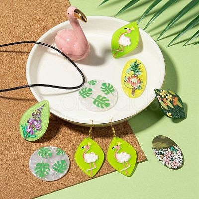 24Pcs 6 Style Acrylic Pendants & Cellulose Acetate(Resin) Pendants KY-LS0001-11-1