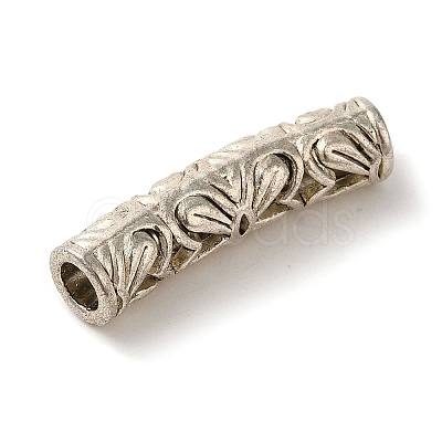 Hollow Tibetan Style Alloy Carved Flower Tube Beads TIBEB-L007-07AS-1