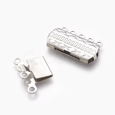 Tarnish Resistant 201 Stainless Steel Multi-Strand Box Clasps STAS-E441-01P-1