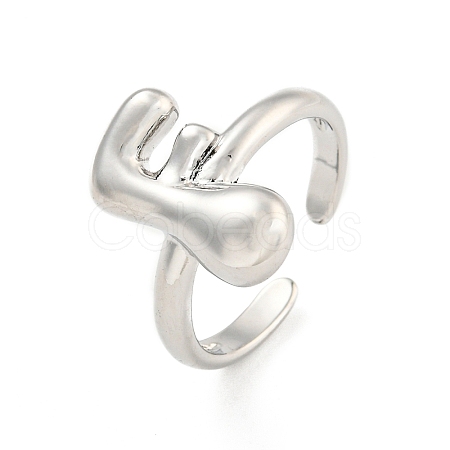 Brass Letter Open Cuff Rings for Women RJEW-G313-01F-P-1