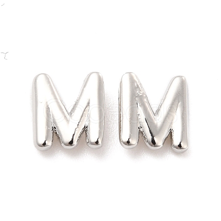 Brass Hollow Out Initial Letter Stud Earrings for Women EJEW-A044-01P-M-1