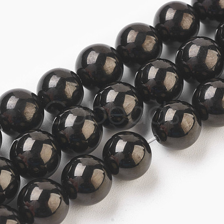 Natural Coal Quartz Beads Strands G-E496-01-10mm-1