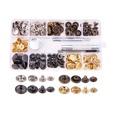 1Box Mixed Metal Jewelry Snap Fastener BUTT-WH0001-02-1
