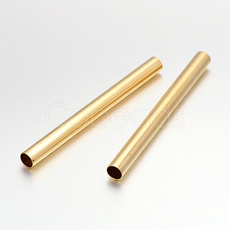 Light Gold Plated Long Brass Tube Beads KK-E652-06KCG-1
