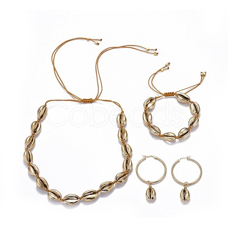 Cowrie Shell Beads Jewelry Sets SJEW-JS01023-1
