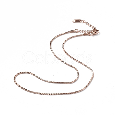 Ion Plating(IP) 304 Stainless Steel Round Snake Chain Necklace for Men Women NJEW-K245-012D-1
