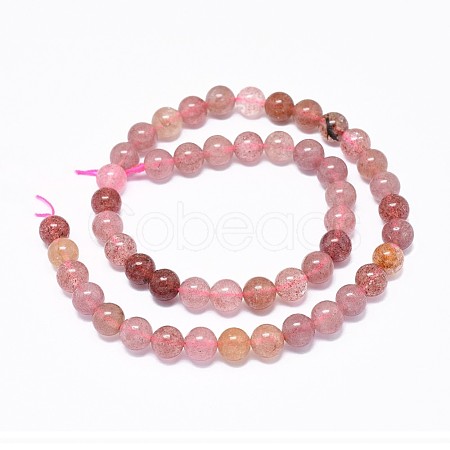 Natural Strawberry Quartz Gemstone Beads Strands G-F632-28-1
