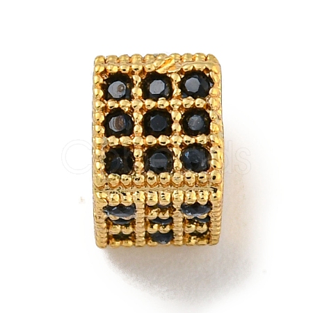Brass Micro Pave Black Cubic Zirconia Beads KK-G493-37B-G02-1