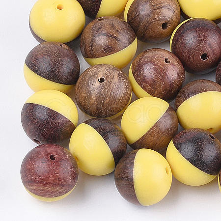 Resin & Walnut Wood Beads RESI-S358-68F-1