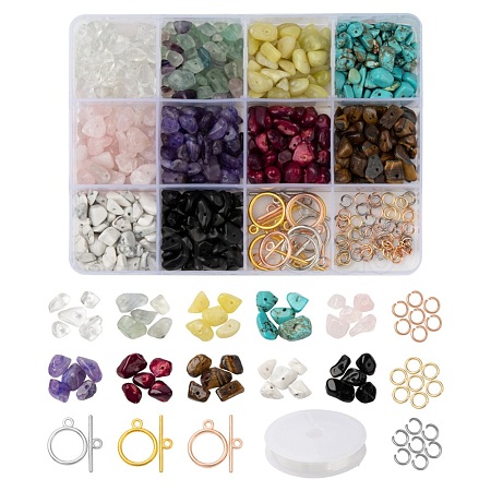 DIY Mixed Stone Chip Beads Bracelets Making Kits DIY-FS0002-17-1