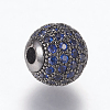 Brass Micro Pave Cubic Zirconia Beads ZIRC-E134-10mm-02B-2