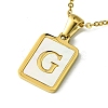 Ion Plating(IP) Rectangle with Initial Letter 304 Stainless Steel Pendant Necklace NJEW-R265-04G-G-1