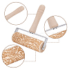 Paisley Pattern Wood with Stainless Steel Rolling Pin TOOL-WH0155-97-3