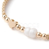Brass & Natural Pearl Braided Bead Bracelets BJEW-JB09721-01-3