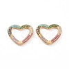 Brass Micro Pave Cubic Zirconia Spring Gate Rings ZIRC-L093-52G-1