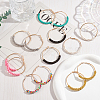 ANATTASOUL 7 Pairs 7 Colors Glass Round Braided Beaded Hoop Earrings EJEW-AN0002-21-7