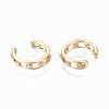 Brass Micro Pave Clear Cubic Zirconia Cuff Earrings KK-S356-152G-NF-2