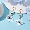 Glass Seed Bead Evil Eye Hoop Earrings EJEW-MZ00272-4