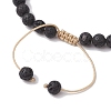 2Pcs 2 Styles 6mm Round Natural Lava Rock & Shell Pearl Braided Bead Bracelets BJEW-JB10322-5