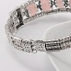 Tibetan Style Antique Silver Alloy Natural Rose Quartz Gemstone Bracelets BJEW-JB01649-03-3