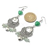 Natural Green Aventurine &  Malaysia Jade (Dyed) Heart Chandelier Earrings EJEW-JE05364-02-2