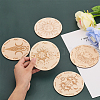6Pcs 6 Style Wooden Carved Cup Mats AJEW-FG0002-68-3