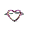 Ion Plating(IP) Rainbow Color 304 Stainless Steel Open Heart Cuff Ring for Women RJEW-C025-23M-2