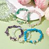 Mixed Gemstones Chip Beaded Plastic Flower Stretch Bracelets BJEW-JB10205-2