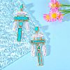 Synthetic Turquoise Rectangle Chandelier Earrings JE1132A-3