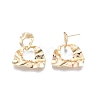 Brass Twist Half Round Dangle Stud Earrings for Women EJEW-G309-02G-3