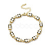 Clear Cubic Zirconia Panda Link Chain Bracelet with Enamel BJEW-P288-10G-1