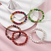 Dyed Natural Weathered Agate Round Beaded Stretch Bracelet for Women BJEW-JB09382-2