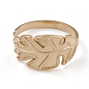 Ion Plating(IP) 304 Stainless Steel Monstera Leaf Open Cuff Rings for Women RJEW-G285-68G-2