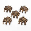 Tibetan Style Elephant Alloy Pendant Rhinestone Settings X-TIBEP-Q052-14AB-FF-1
