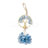 Wire Wrapped Chips Natural Aquamarine Big Pendant Decorations HJEW-H057-03B-3