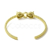 Brass Pave Clear & Green Cubic Zirconia Leopard Open Cuff Bangle for Women BJEW-K246-22B-G-3