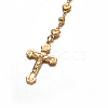 Crucifix Cross with Oval Rosary Bead Necklace NJEW-E070-33G-3