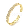 Heart Brass Micro Pave Clear Cubic Zirconia Open Cuff Bangles for Women BJEW-Z062-02A-1