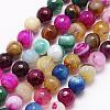 Faceted Natural Agate Beads Strands G-F344-48-8mm-1