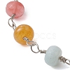 Faceted Rondelle Natural Topaz Jade & Natural Flower Amazonite & Cherry Quartz Glass Link Chain Bracelets BJEW-JB10832-3