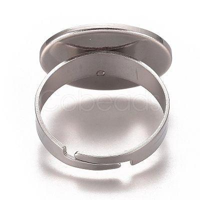 Non-Tarnish Adjustable 201 Stainless Steel Finger Rings Components STAS-I137-10P-01A-1