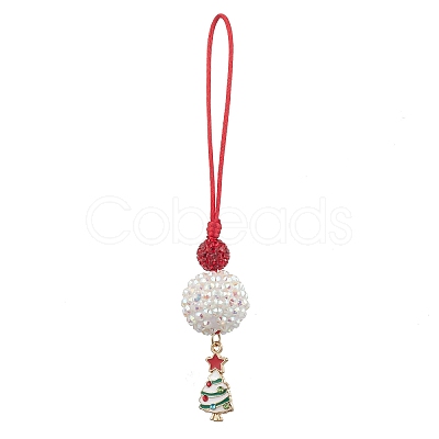 Christmas Tree Alloy Enamel with Rhinestone Pendant Decorations HJEW-JM02097-1