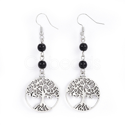 Tibetan Style Alloy Dangle Earrings EJEW-JE03299-04-1