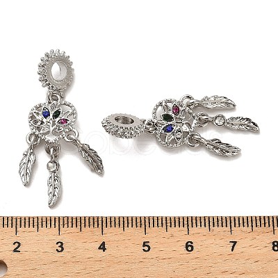 Rack Plating Alloy Colorful Rhinestone European Dangle Charms FIND-Q115-03P-1