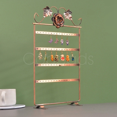 Rectangle with Flower Iron Earrings Storage Rack PW-WG2AE78-01-1