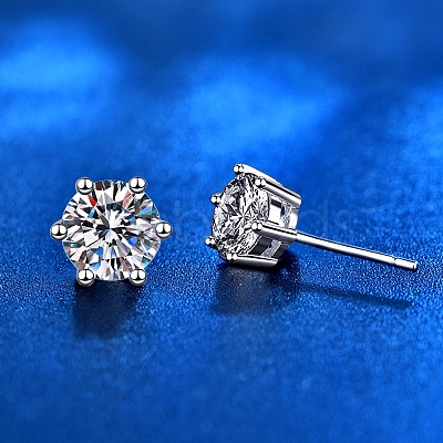 Anti-Tarnish 925 Sterling Silver with Moissanite Rhinestone Earrings AJEW-U007-09P-1