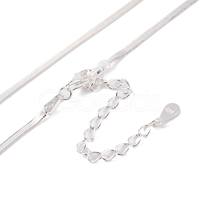 925 Sterling Silver Snake Chain Necklaces NJEW-P300-01B-S-1